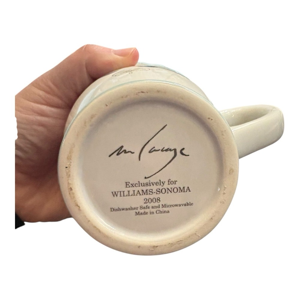 Set of 3 Williams Sonoma Marc Lacaze Butterfly Garden Lidded Mugs 2008 Pink Blue - Picture 5 of 5